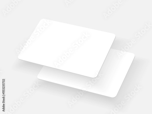 Premium White Gift Card and RFID Keycard Design Template for Hotels and Apartments. Personal and Company ID and Access Control Card Mockup and Branding Solutions. Vector.