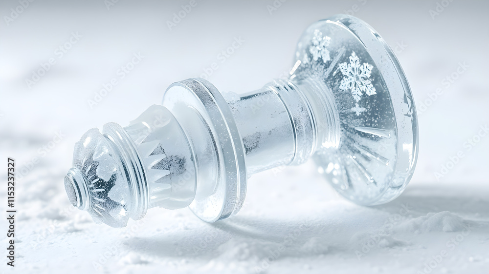 3D render close-up of a chess piece frozen in ice, intricate frost patterns decorating its surface, isolated on white background, ultra-detailed 8K 3D render close-up of a chess piece frozen in ice, intricate frost patterns decorating its surface, isolated on white background, ultra-detailed 8K