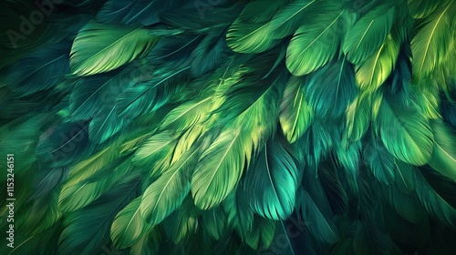 Luxurious Abstract Background of Vibrant Green Feathers