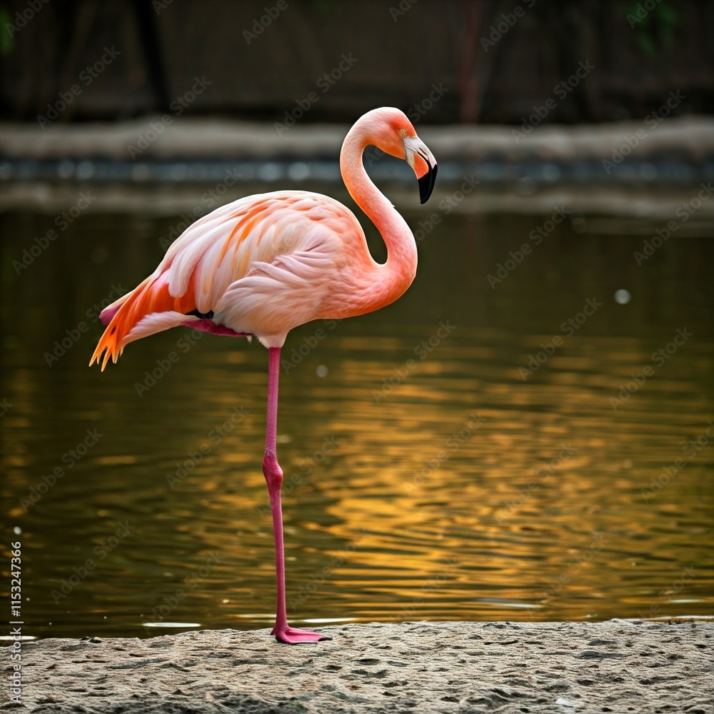 Fototapeta premium pink flamingo in the water