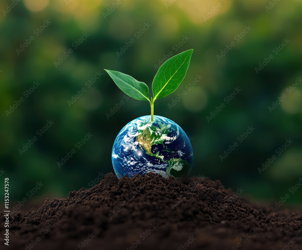 A vibrant seedling sprouts from a miniature Earth, symbolizing hope and renewal. A vibrant seedling sprouts from a miniature Earth, symbolizing hope and renewal.