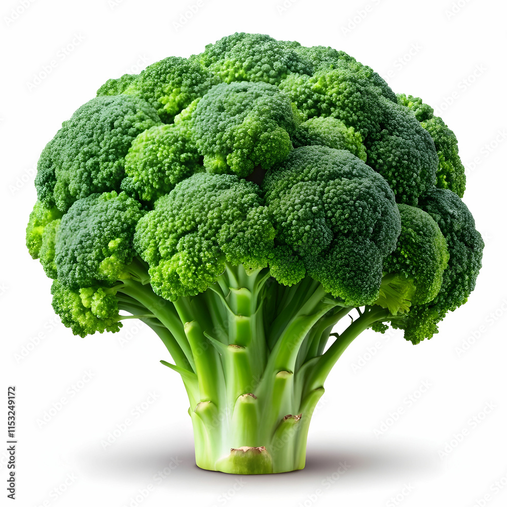 Fresh broccoli isolated on a transparent background, showcasing its vibrant green florets and sturdy stalks. Fresh broccoli isolated on a transparent background, showcasing its vibrant green florets and sturdy stalks.