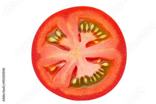sliced of juicy red tomato isolated