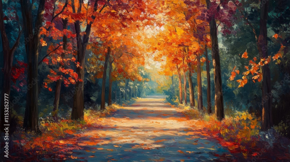Autumn Pathway Through Golden Trees Autumn Pathway Through Golden Trees