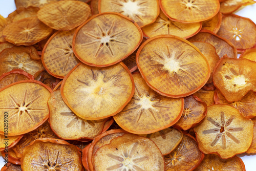 Dried persimmons, dried persimmons, fruukt background, healthy snack, proper nutrition, selective focus