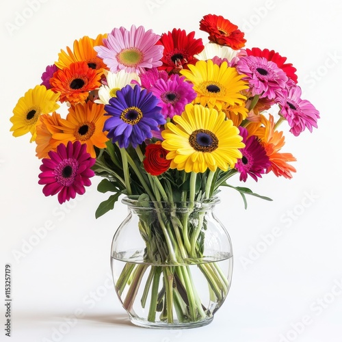 Wallpaper Mural Vibrant bouquet of colorful gerbera daisies arranged in a glass vase on a bright background Torontodigital.ca