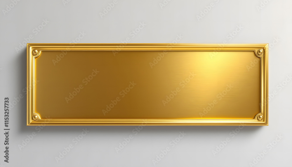 Luxury Metallic Gold Plaque for Branding or Personalization, Elegant Gold Nameplate with Ornate Design and Polished Finish