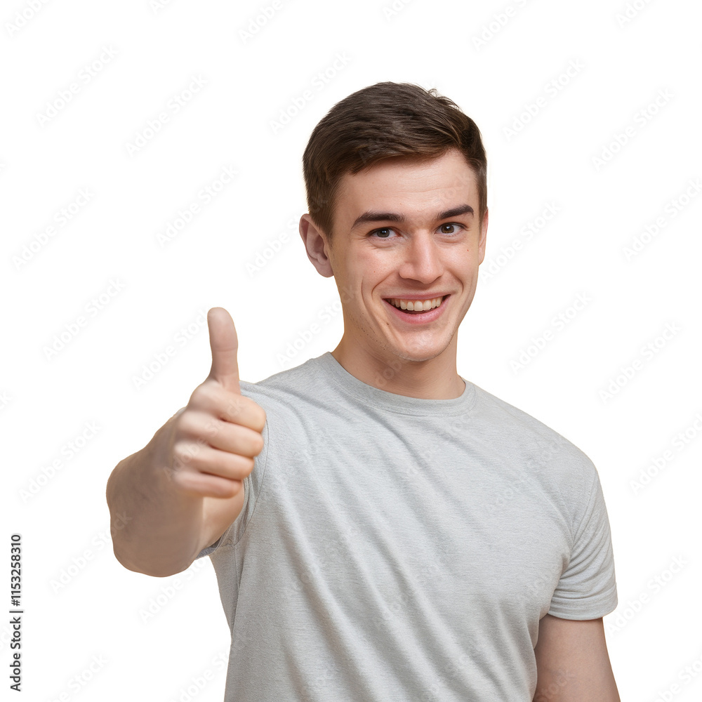 High-Quality PNG smiling man showing thumbs up gesture on transparent background High-Quality PNG smiling man showing thumbs up gesture on transparent background
