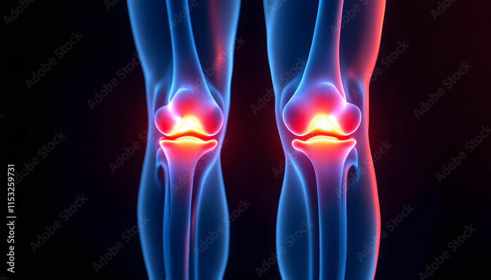 Knee Pain Illustration, Red Hot Knees, Knee Joint Inflammation, Medical Visualization, Arthritis in Knees, Human Anatomy Illustration Knee Pain Illustration, Red Hot Knees, Knee Joint Inflammation, Medical Visualization, Arthritis in Knees, Human Anatomy Illustration