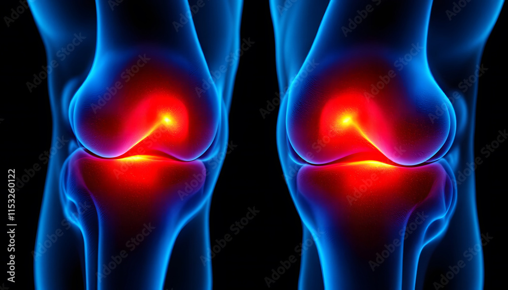 Knee Pain Illustration, Red Hot Knees, Knee Joint Inflammation, Medical Visualization, Arthritis in Knees, Human Anatomy Illustration Knee Pain Illustration, Red Hot Knees, Knee Joint Inflammation, Medical Visualization, Arthritis in Knees, Human Anatomy Illustration