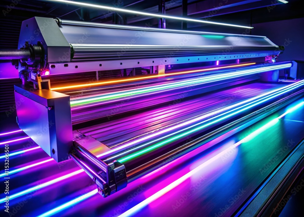 Night Photography: Futuristic Rolling UV LED Plotter in Action Night Photography: Futuristic Rolling UV LED Plotter in Action