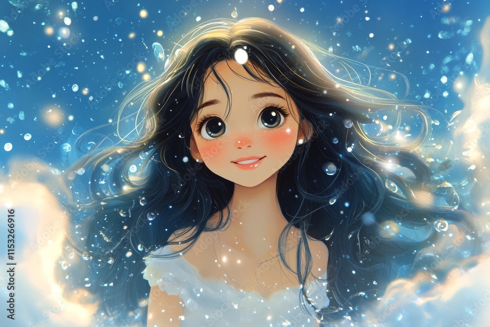 Serene Anime Girl in a Dreamlike Setting Serene Anime Girl in a Dreamlike Setting