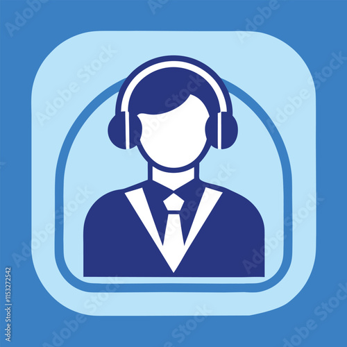 Call center operator icon, a customer service symbol with a headset, represents business support and communication