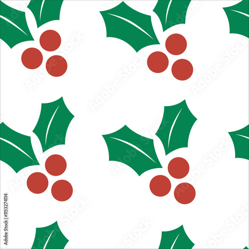 A Christmas berry on a white background. Vector illustration of a Christmas seamless pattern for a New Year's style background.