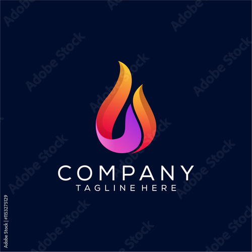 Abstract fire colorful logo design