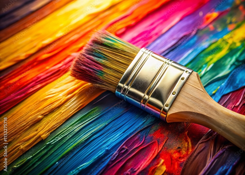 Paintbrush and Colorful Paint Swirl - Artistic Supplies Stock Photo Paintbrush and Colorful Paint Swirl - Artistic Supplies Stock Photo