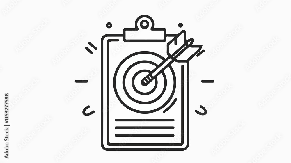 Precise Target on Clipboard Outline Icon for Graphic Designers Precise Target on Clipboard Outline Icon for Graphic Designers
