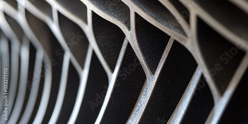 Close up view of a heat pump radiator grille, showcasing the intricate design and functionality of the heat pump radiator grille in a detailed manner, highlighting its importance in heating systems.