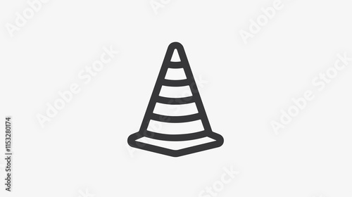 Professional Traffic Cone Outline Icon Vector Illustration