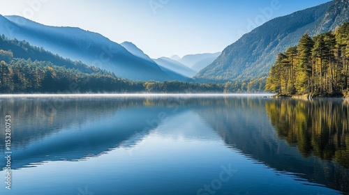 Serene Mountain Lake Reflecting Autumn Colors