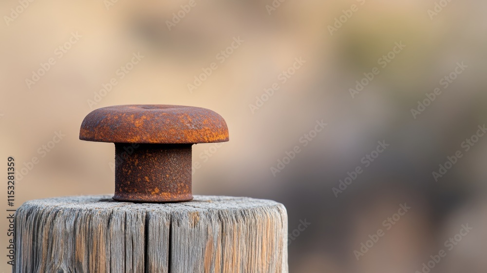 Up-Close View of a Weathered Metal Insulator on a Timber Pole, Highlighting Corrosion-Resistant Rust Prevention Up-Close View of a Weathered Metal Insulator on a Timber Pole, Highlighting Corrosion-Resistant Rust Prevention
