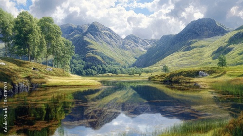 Serene Mountain Lake Reflecting Majestic Peaks