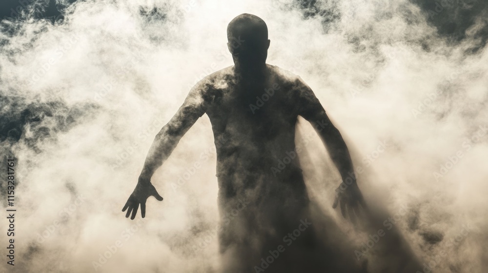 Obraz premium Mysterious Figure Emerging from Smoke