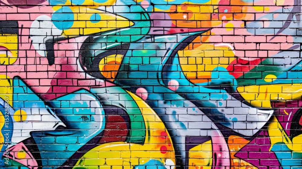 Abstract colorful Graffiti on brick wall. Abstract colorful Graffiti on brick wall.