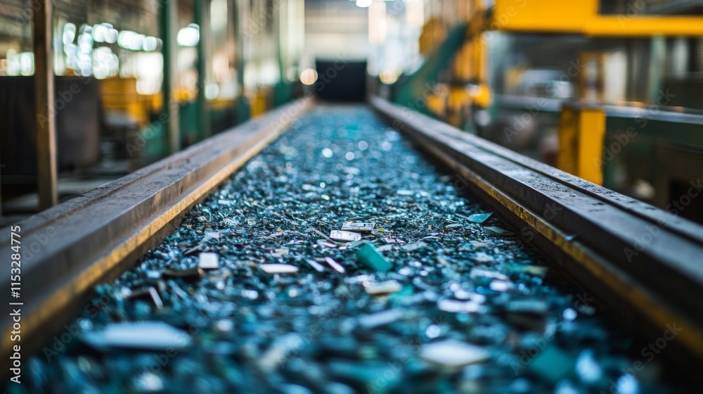 Glass Recycling Conveyor Belt In Factory Setting Glass Recycling Conveyor Belt In Factory Setting