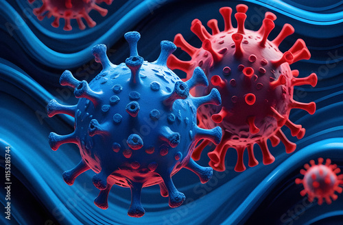 Mutating virus concept and new coronavirus variant outbreak or covid-19 viral cell mutation and influenza background
