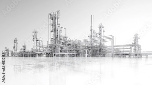 Industrial Refinery Plant Architectural Wireframe Design