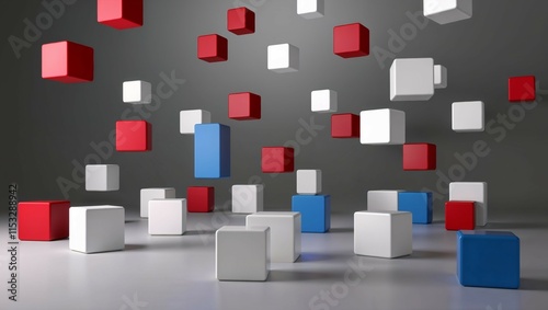3d render of a red cube with cubes