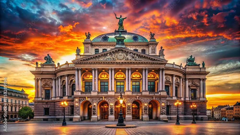 Obraz premium Panoramic View of Majestic Opera House at Sunset