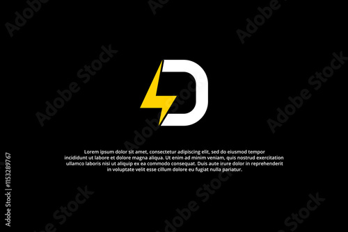 фотографія letter d electricity and lightning logo design