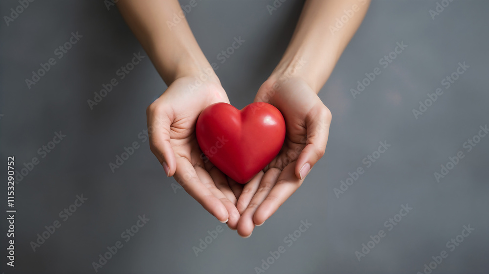 Fototapeta premium Red heart in hands. 