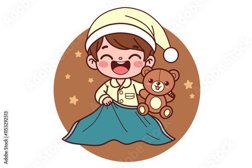 The child goes to sleep. Vector illustration in cartoon style.