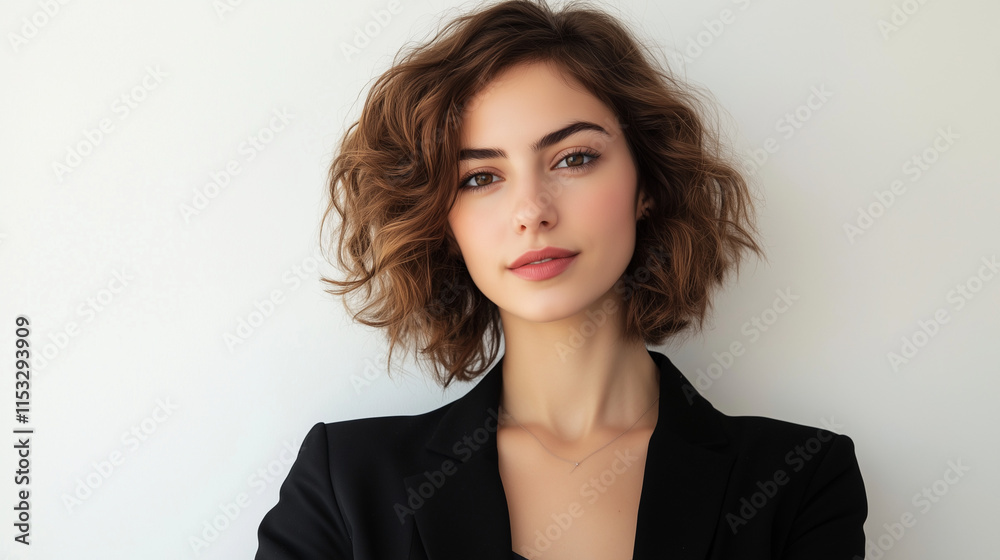 Professional Portrait of a Confident Stylish Businesswoman in Formal Attire Isolated on White Background Professional Portrait of a Confident Stylish Businesswoman in Formal Attire Isolated on White Background