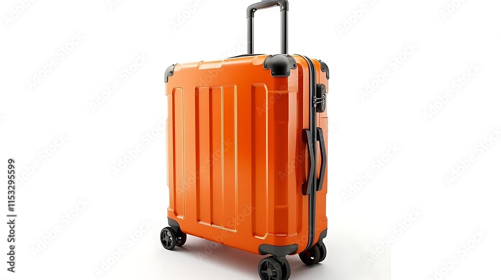 Orange hard-shell suitcase with wheels and handle isolated on white background. Orange hard-shell suitcase with wheels and handle isolated on white background.