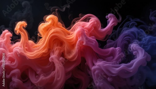 Abstract Colorful Ink Flowing in Water