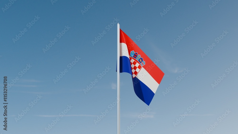 Croatia flag on blue sky 3d illustration image Croatia flag on blue sky 3d illustration image