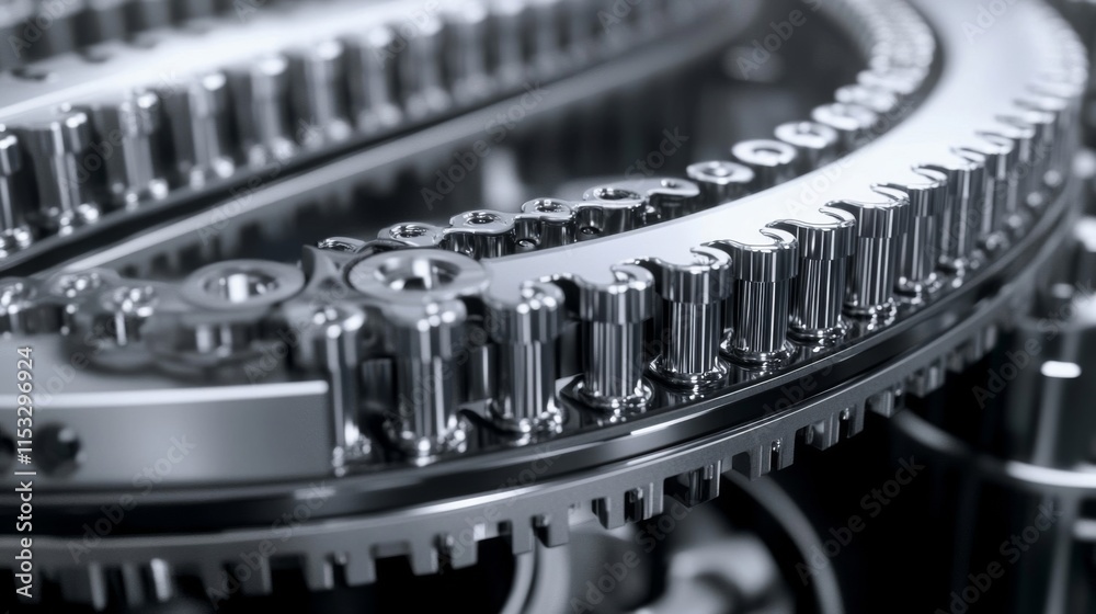 Polished Metal Gears Precisely Interlocked In Complex Mechanism