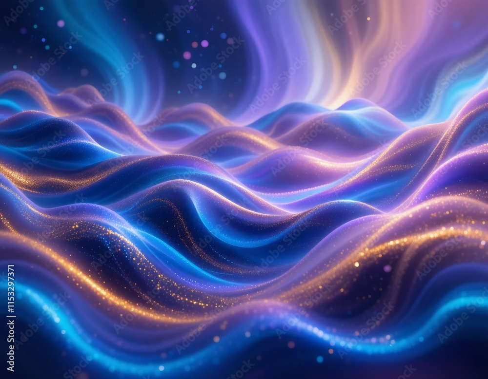 A vibrant abstract background featuring flowing waves of multicolored light in shades of blue, purple, and gold, resembling a cosmic aurora, with a soft glow effect. A vibrant abstract background featuring flowing waves of multicolored light in shades of blue, purple, and gold, resembling a cosmic aurora, with a soft glow effect.