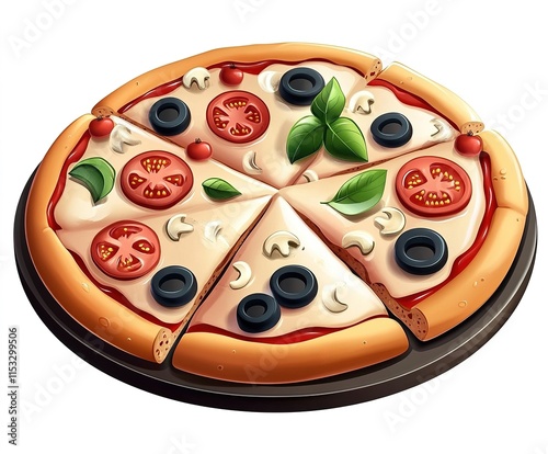 pizza on a white isolated background in 3D graphics style photo