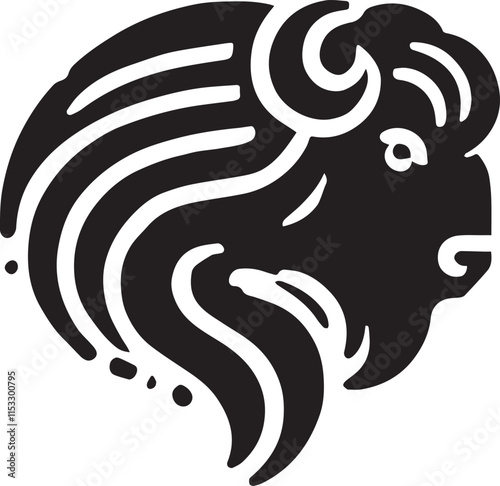 A modern bison head silhouette with smooth curves