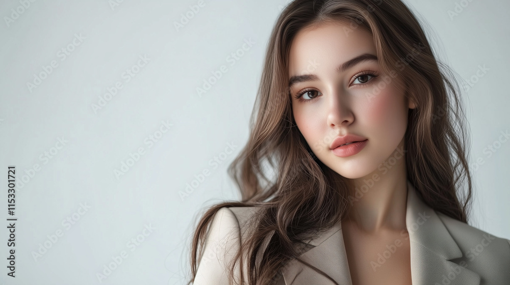 Professional Portrait of a Confident Stylish Businesswoman in Formal Attire Isolated on White Background Professional Portrait of a Confident Stylish Businesswoman in Formal Attire Isolated on White Background