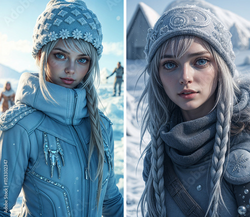 Winter young maiden in warm closes