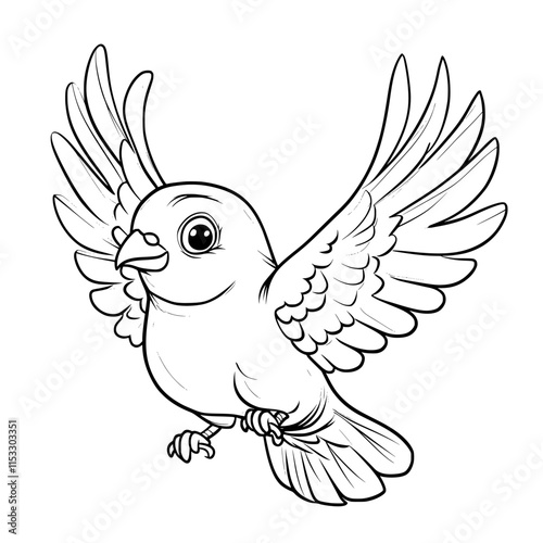 Cute Bird Taking Flight: A charming cartoon bird spreads its wings in flight, symbolizing freedom, joy, and the beauty of nature.