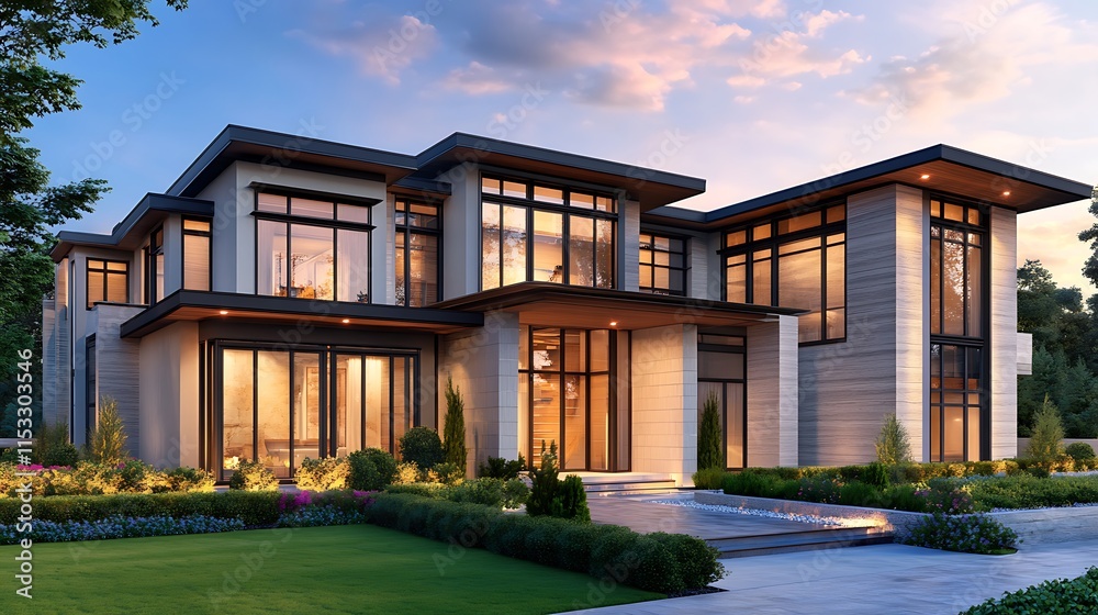 Fototapeta premium High resolution showcase of a contemporary house with cutting-edge architectural design