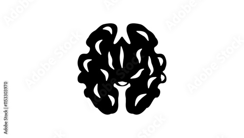 Walnut kernel emblem, black isolated silhouette