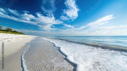 Idyllic Beachscape: Tranquil Shores and Azure Skies